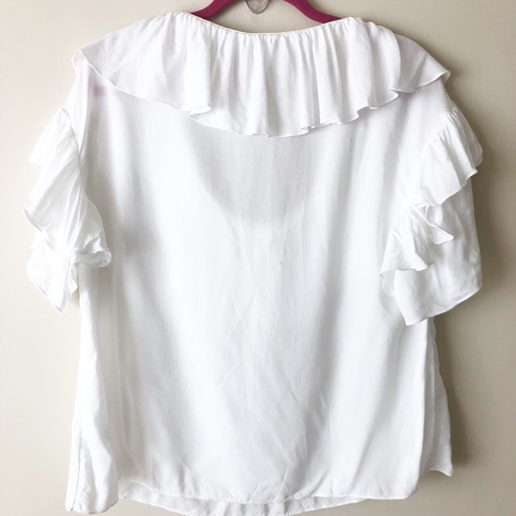 H&M L.O.G.G. Plus Size Ruffled White Top - Picture 3 of 5